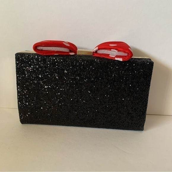 ❌❌NWT. KATE SPADE X DISNEY Minnie Mouse Bow Clasp Glitter Clutch - Picture 6 of 12